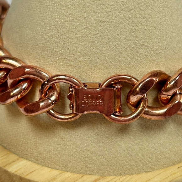 Men’s Unisex Large Heavy Copper Cuban Curb Chain Bracelet 8” 12mm Wide Health - Picture 2 of 6